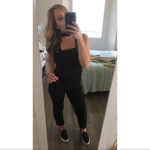BooHoo black jean overalls